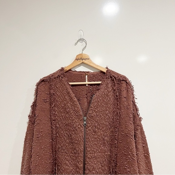 Free People Shaggy Shag Fringe Zip Jacket Blazer - Picture 2 of 7